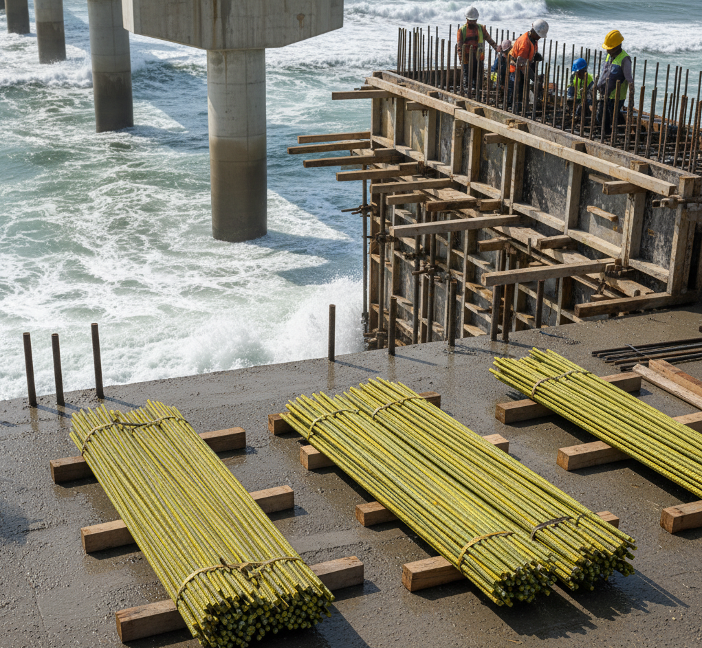 GFRP Rebars with glass fibre and resin components